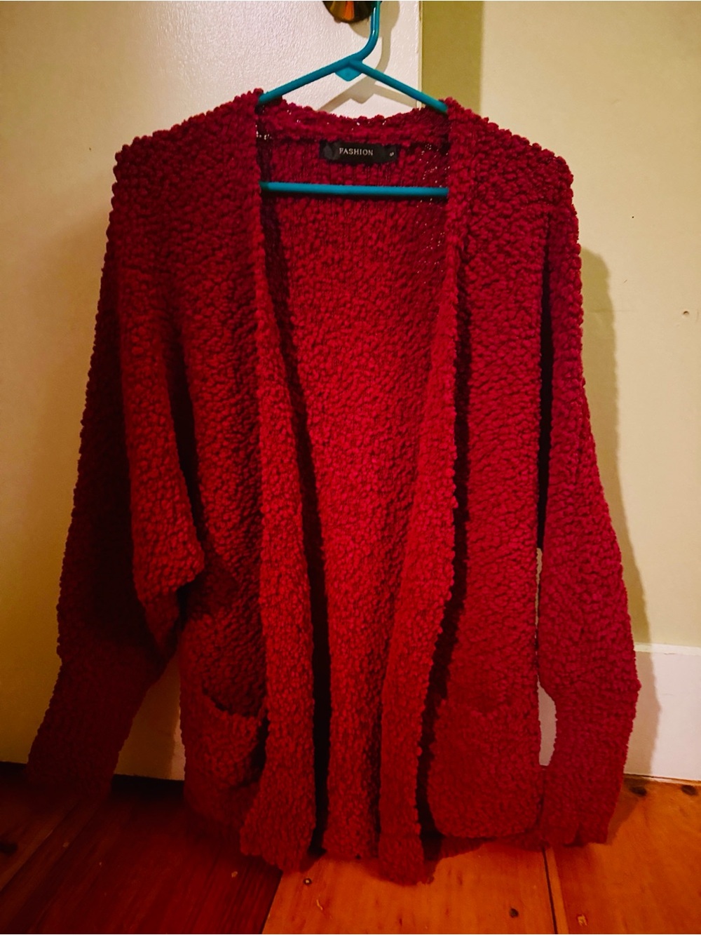 Cozy Open-Front Sherpa Cardigan Sweater - Burgundy